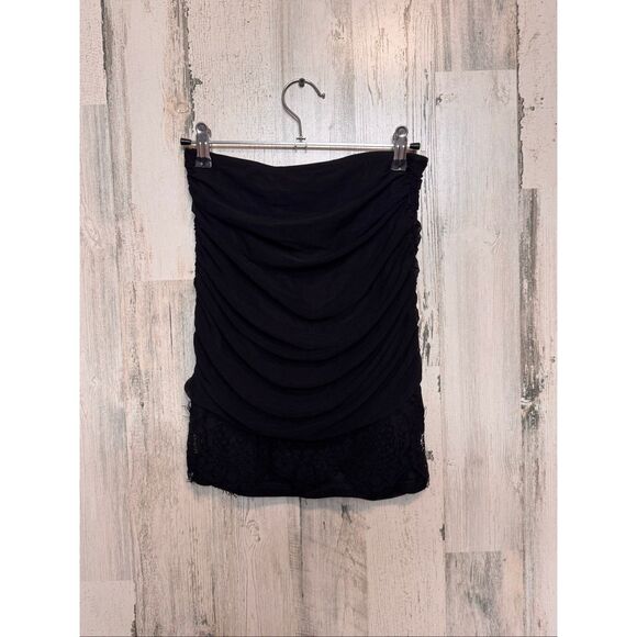 Windsor Privy Black Ruched Lace Mini Skirt | Bodycon Dressy Club Skirt Size Medi - Picture 2 of 11